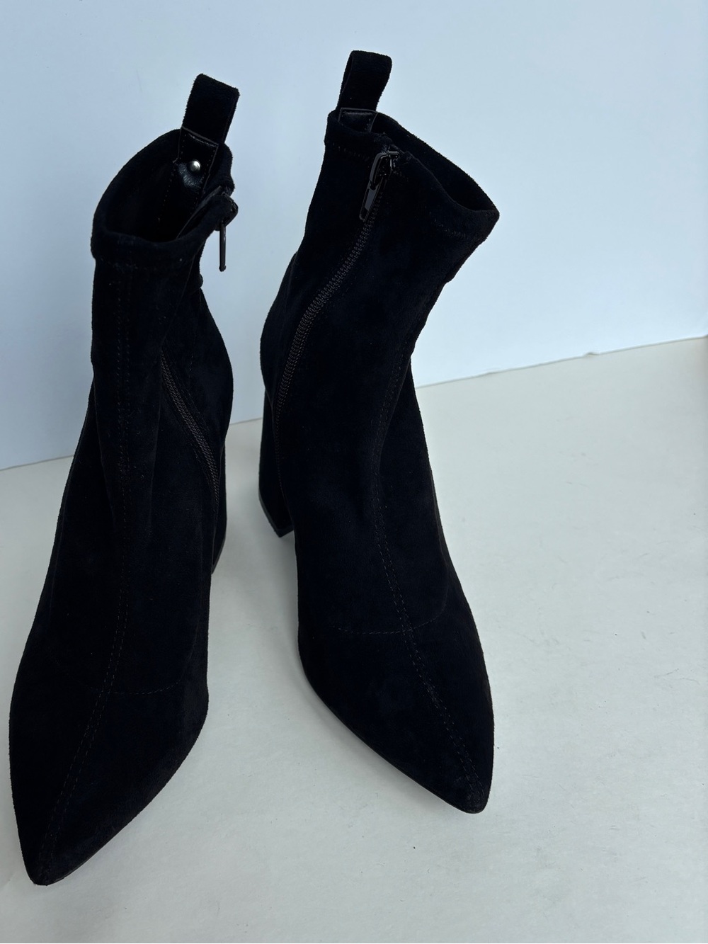 Steve Madden Black Suede Pointed Toe Ankle Booties